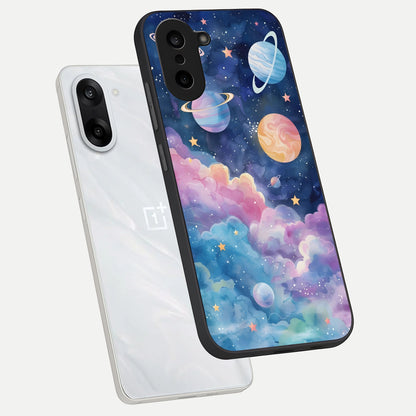  Cosmic Planet Dreams phone case For Oneplus Nord CE5 showing premium glass back cover with detailed artwork