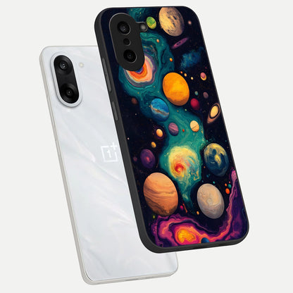  Cosmic Planet Journey phone case For Oneplus Nord CE5 showing premium glass back cover with detailed artwork