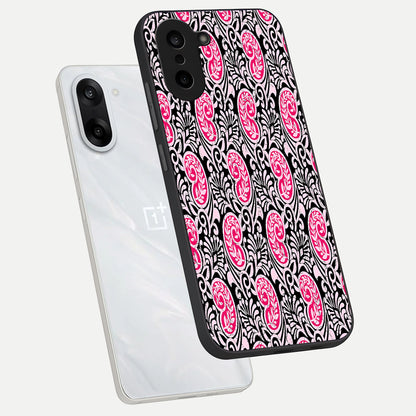  Crimson Paisley Charm phone case For Oneplus Nord CE5 showing premium glass back cover with detailed artwork