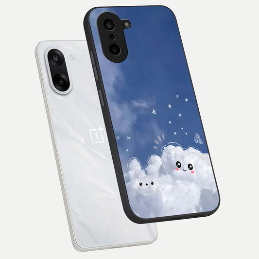  Cute Blossom Cloud phone case For Oneplus Nord CE5 showing premium glass back cover with detailed artwork