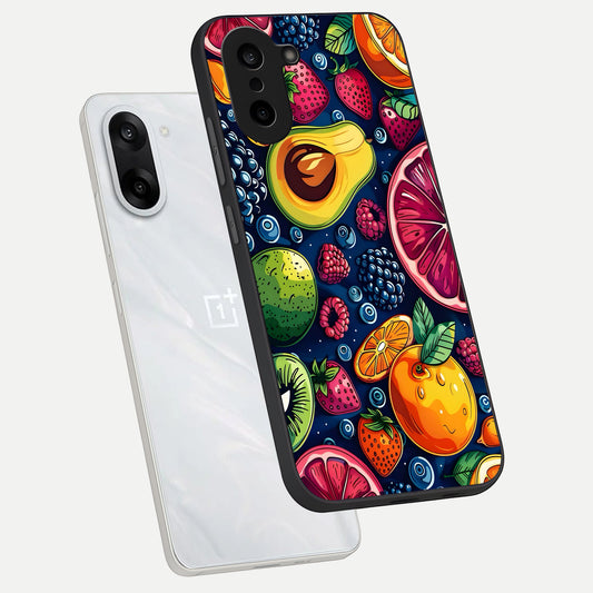  Cute Fruits Art phone case For Oneplus Nord CE5 showing premium glass back cover with detailed artwork