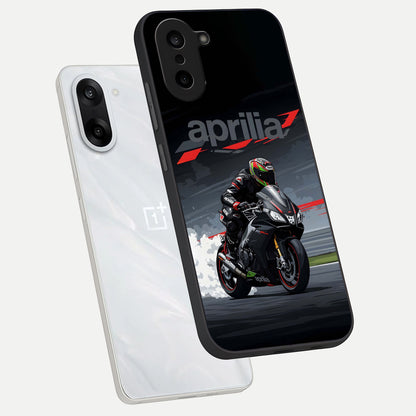  Dark Aprilla phone case For Oneplus Nord CE5 showing premium glass back cover with detailed artwork