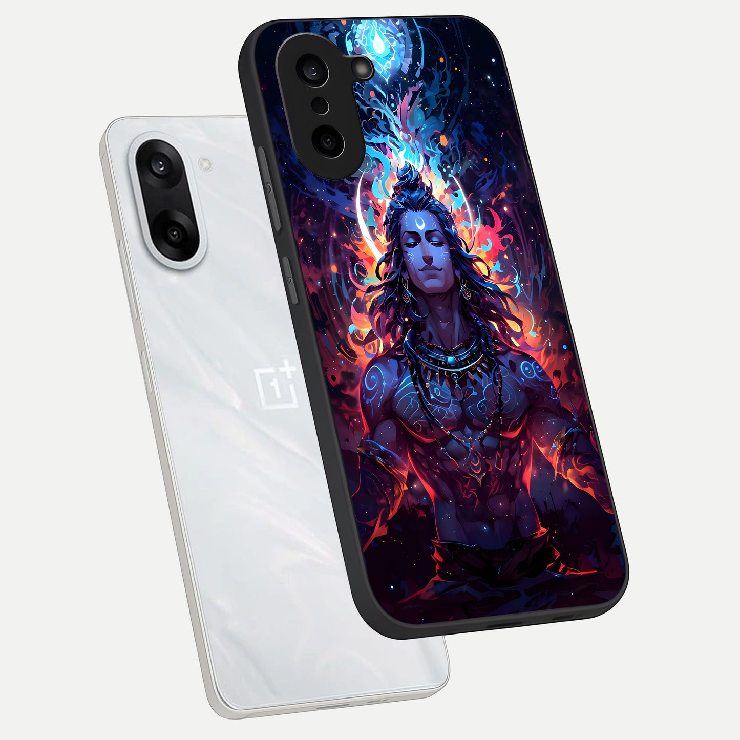  Divine Fire Shiv phone case For Oneplus Nord CE5 showing premium glass back cover with detailed artwork