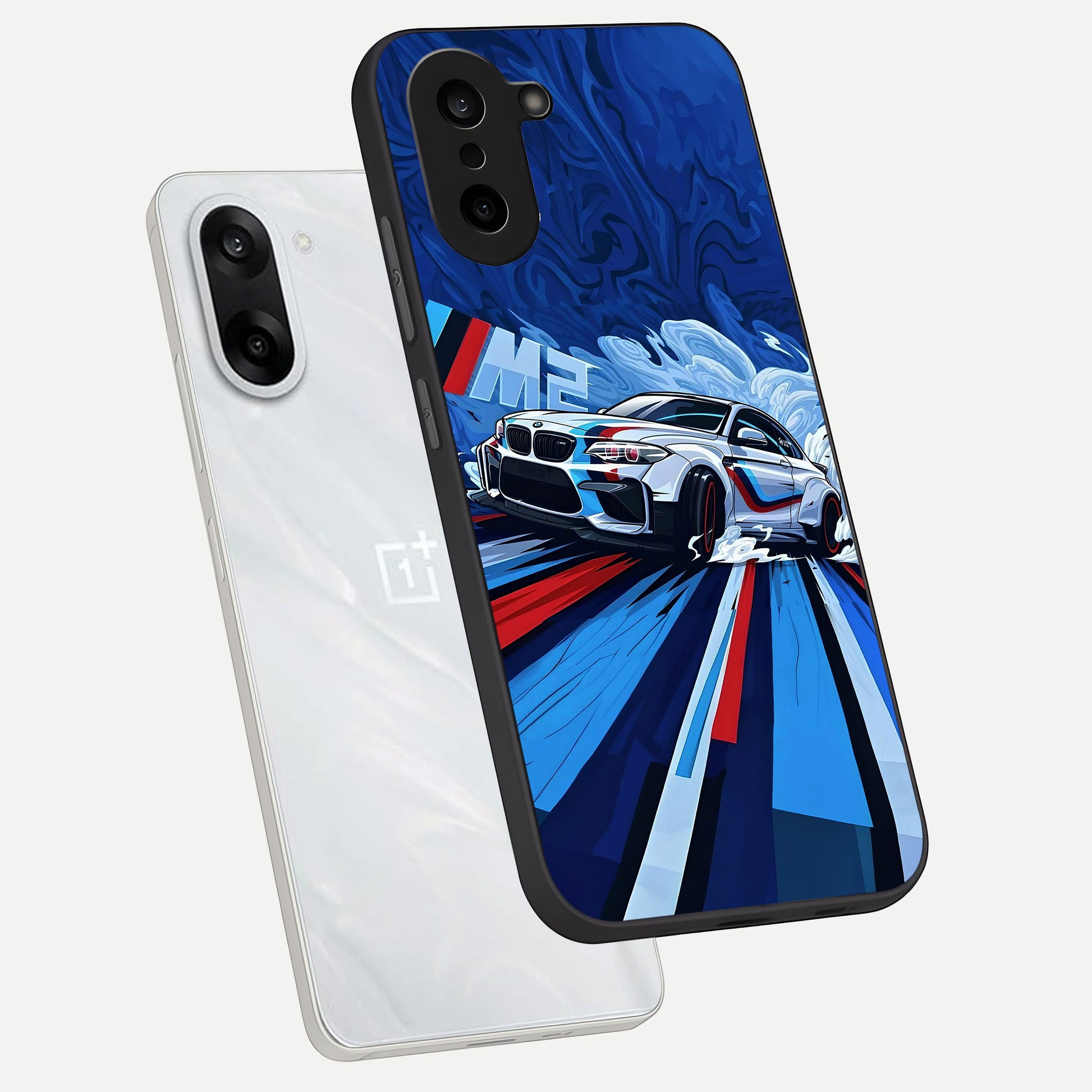  Drift Power Rush phone case For Oneplus Nord CE5 showing premium glass back cover with detailed artwork
