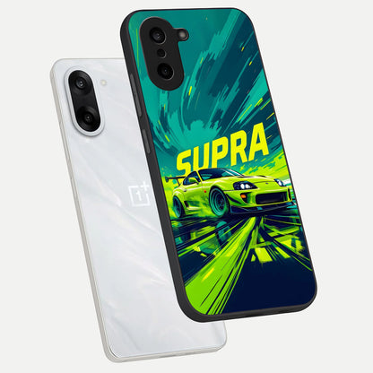  Electric Supra Thunder phone case For Oneplus Nord CE5 showing premium glass back cover with detailed artwork