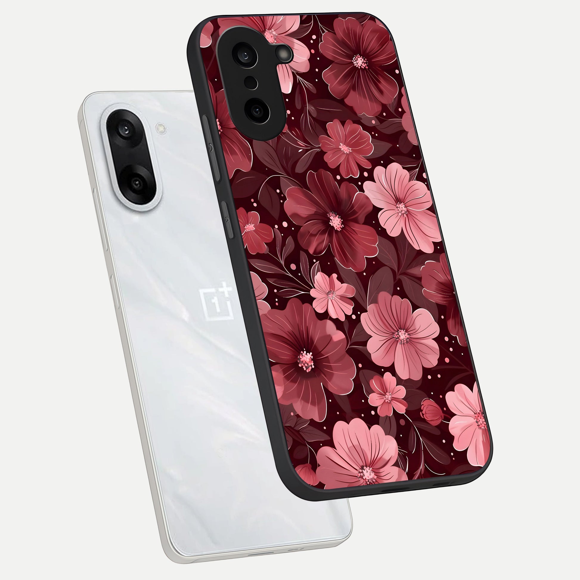  Flower Blush Bloom phone case For Oneplus Nord CE5 showing premium glass back cover with detailed artwork
