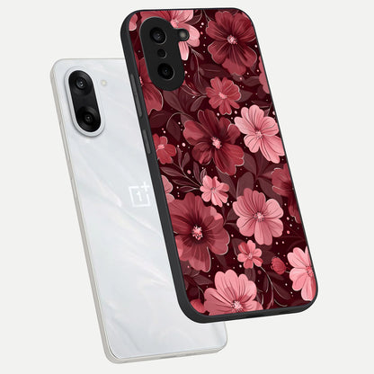  Flower Blush Bloom phone case For Oneplus Nord CE5 showing premium glass back cover with detailed artwork