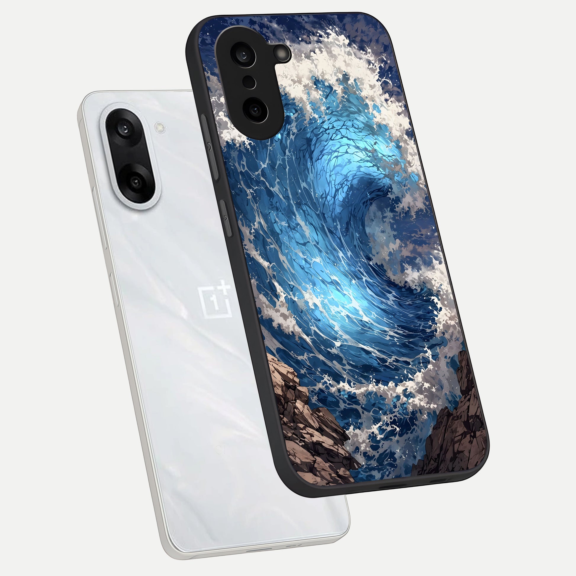  Giant Ocean Wave phone case For Oneplus Nord CE5 showing premium glass back cover with detailed artwork