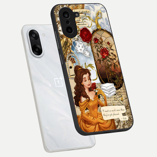  Golden Dream Belle phone case For Oneplus Nord CE5 showing premium glass back cover with detailed artwork