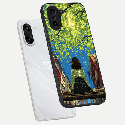  Golden Leaves Glow phone case For Oneplus Nord CE5 showing premium glass back cover with detailed artwork