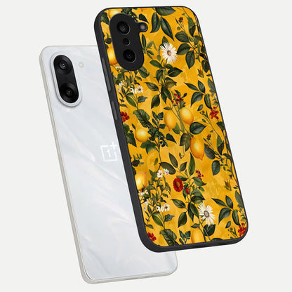  Golden Lemon Field phone case For Oneplus Nord CE5 showing premium glass back cover with detailed artwork