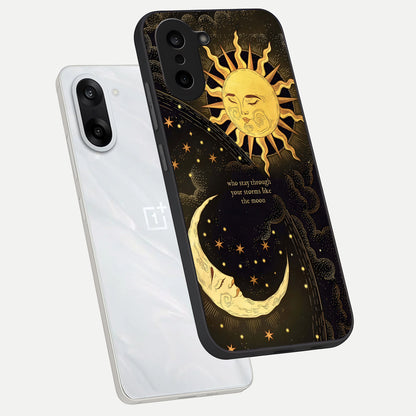  Golden Lunar Love phone case For Oneplus Nord CE5 showing premium glass back cover with detailed artwork