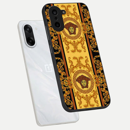  Golden Royal Heritage phone case For Oneplus Nord CE5 showing premium glass back cover with detailed artwork