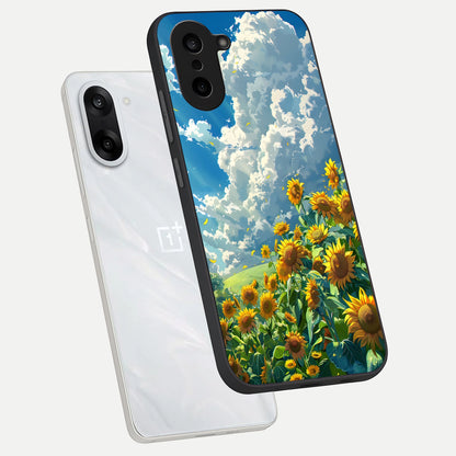  Golden Sun Glory phone case For Oneplus Nord CE5 showing premium glass back cover with detailed artwork