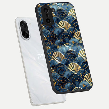  Golden Wave Luxe phone case For Oneplus Nord CE5 showing premium glass back cover with detailed artwork