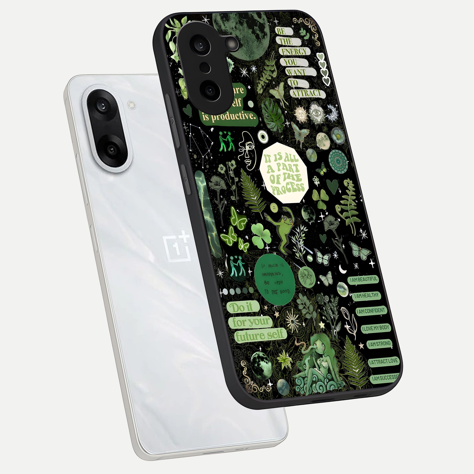  Green Mandala Pattern phone case For Oneplus Nord CE5 showing premium glass back cover with detailed artwork