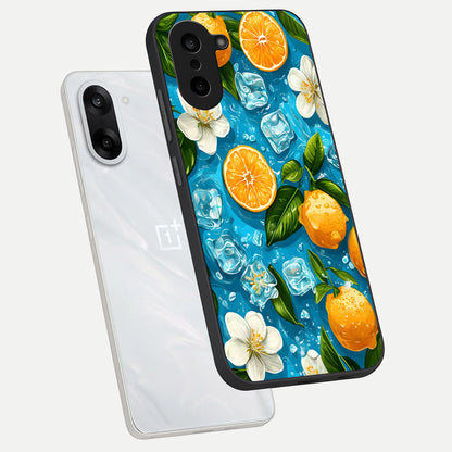  Ice Cube With Orange phone case For Oneplus Nord CE5 showing premium glass back cover with detailed artwork