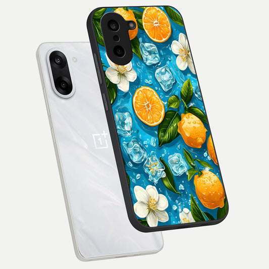  Ice Cube With Orange phone case For Oneplus Nord CE5 showing premium glass back cover with detailed artwork