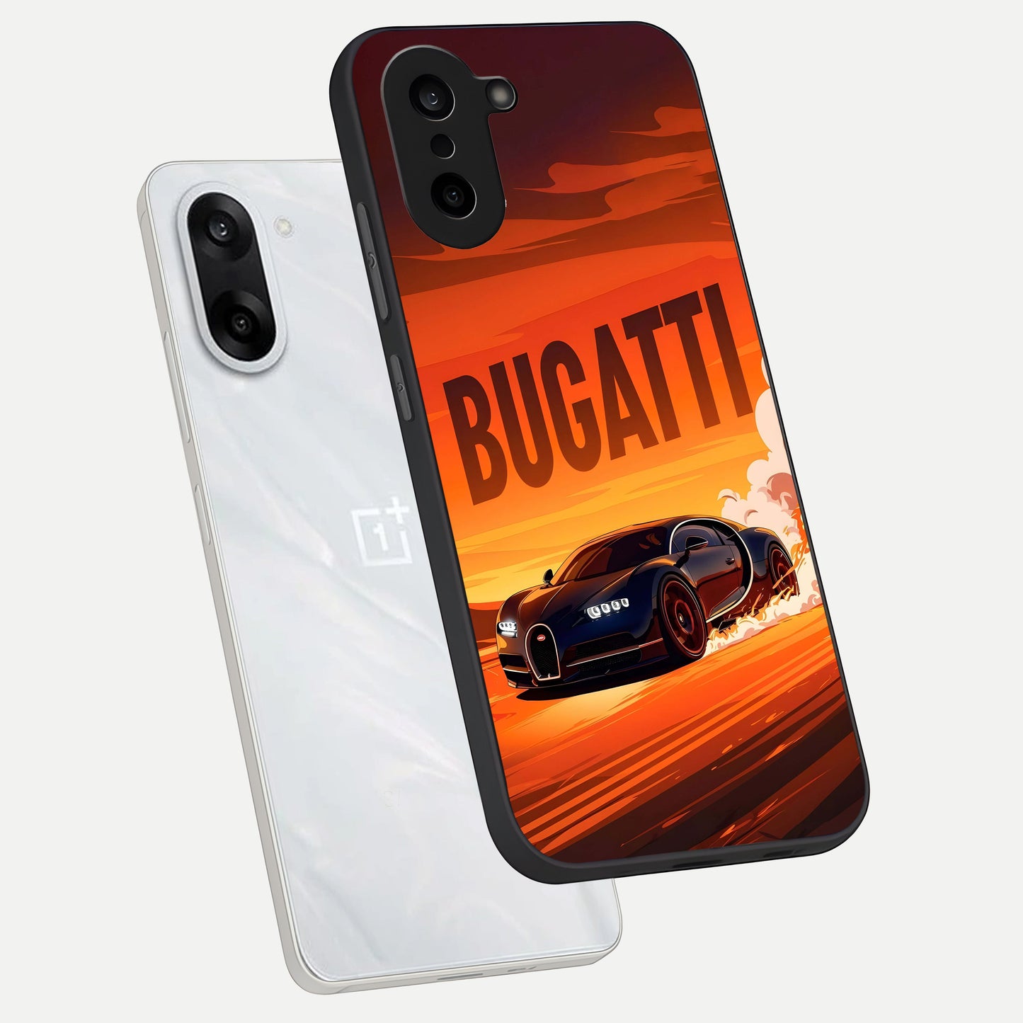  Inferno Bugatti Storm phone case For Oneplus Nord CE5 showing premium glass back cover with detailed artwork