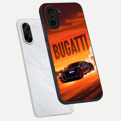  Inferno Bugatti Storm phone case For Oneplus Nord CE5 showing premium glass back cover with detailed artwork