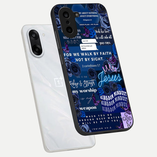  Kingdom Faith Glow phone case For Oneplus Nord CE5 showing premium glass back cover with detailed artwork