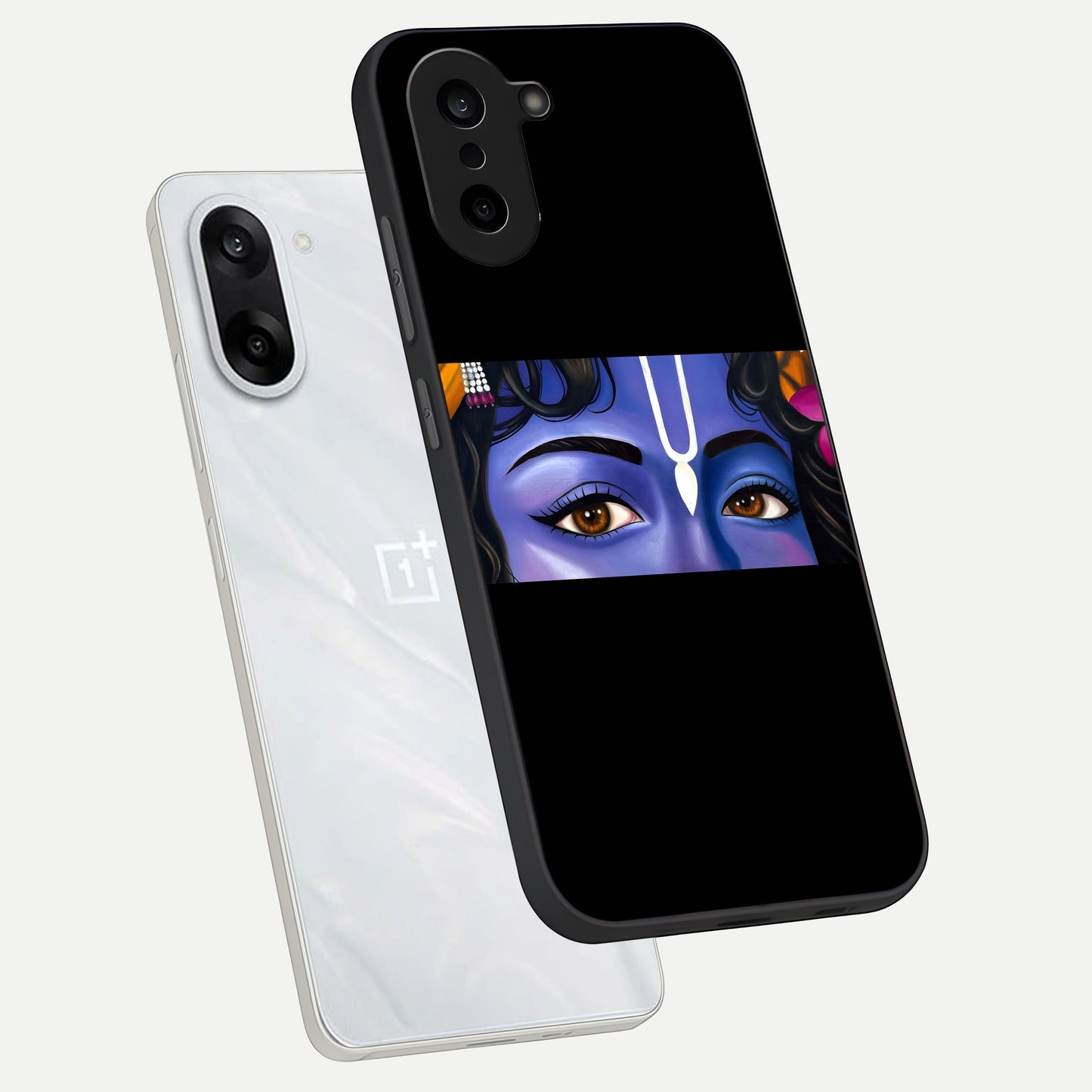 Krishna Eye phone case For Oneplus Nord CE5 showing premium glass back cover with detailed artwork