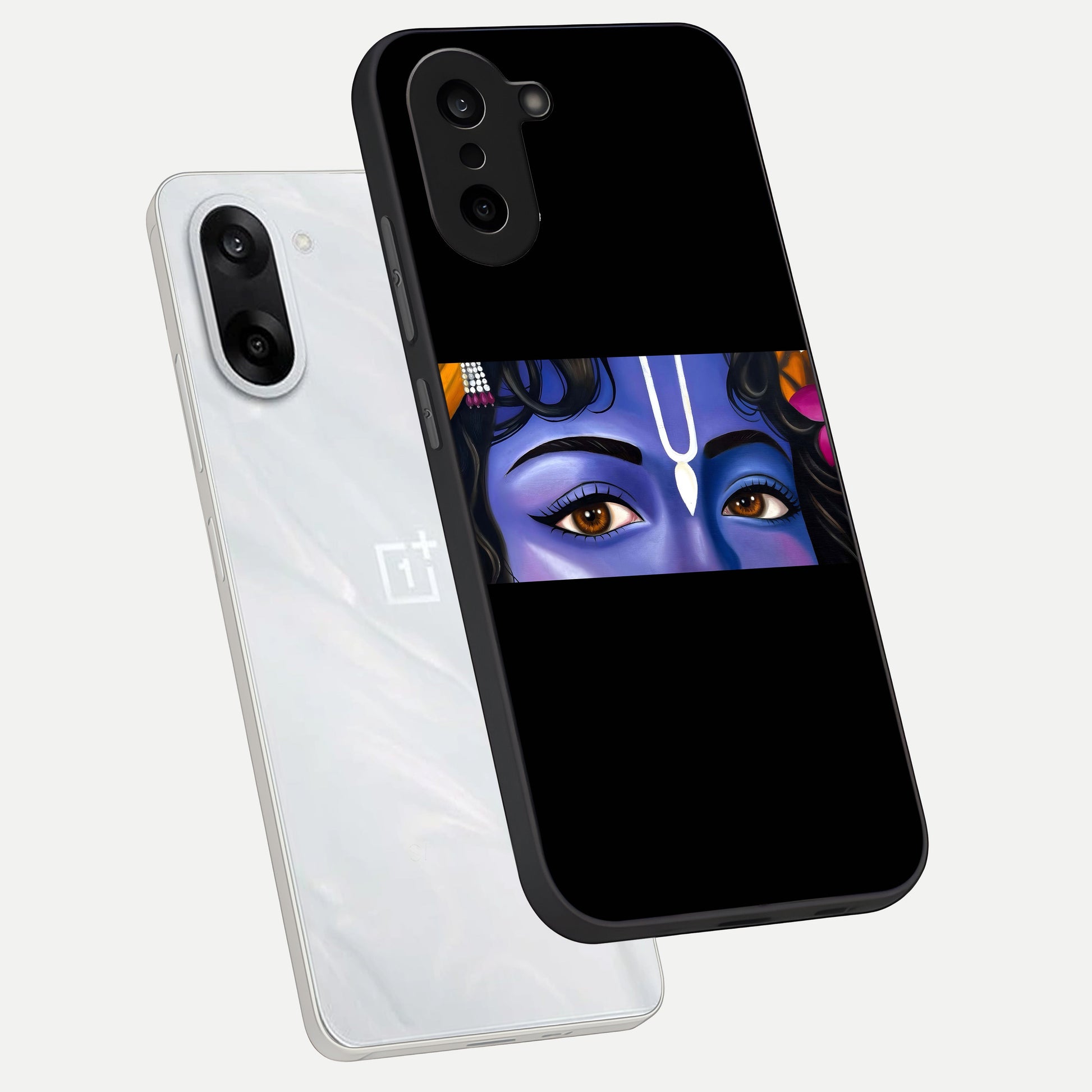  Krishna Eye phone case For Oneplus Nord CE5 showing premium glass back cover with detailed artwork