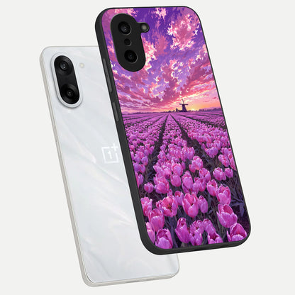  Lavender Dream Skies phone case For Oneplus Nord CE5 showing premium glass back cover with detailed artwork