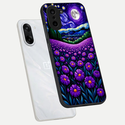  Lavender Moon Field phone case For Oneplus Nord CE5 showing premium glass back cover with detailed artwork