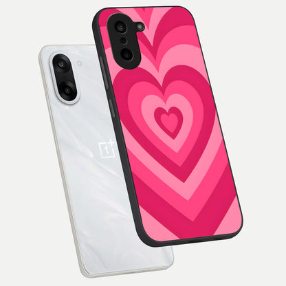  Layered Love Hearts phone case For Oneplus Nord CE5 showing premium glass back cover with detailed artwork