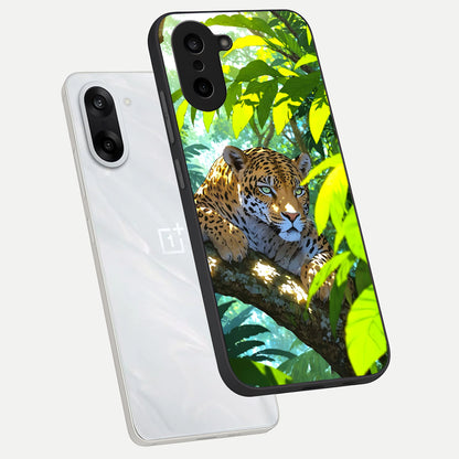  Leopard in Jungle phone case For Oneplus Nord CE5 showing premium glass back cover with detailed artwork