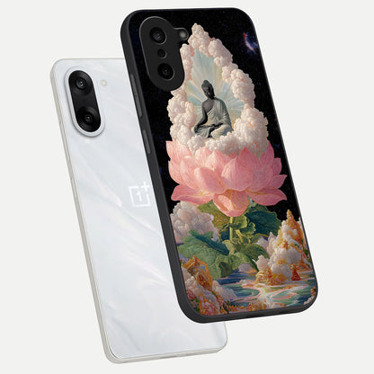  Lotus Divine Peace phone case For Oneplus Nord CE5 showing premium glass back cover with detailed artwork