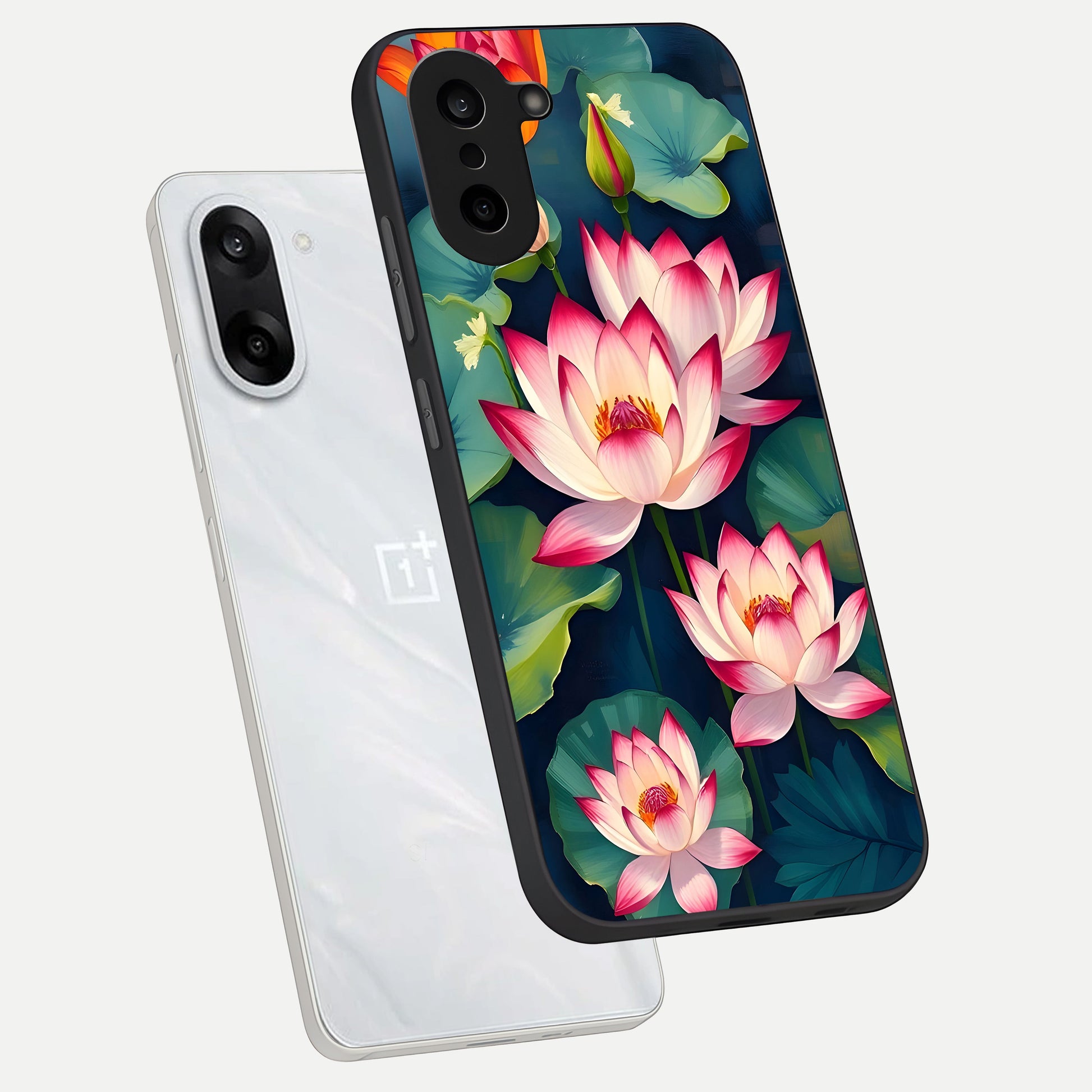  Lotus Dream Serenity phone case For Oneplus Nord CE5 showing premium glass back cover with detailed artwork