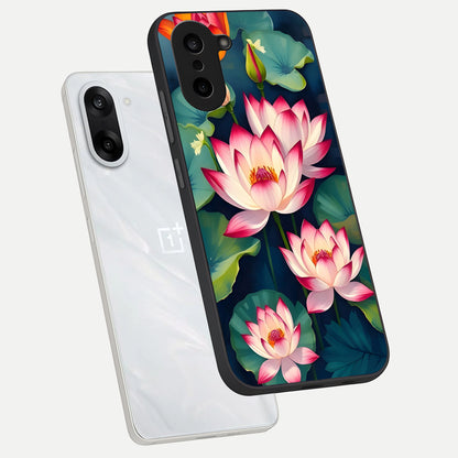  Lotus Dream Serenity phone case For Oneplus Nord CE5 showing premium glass back cover with detailed artwork