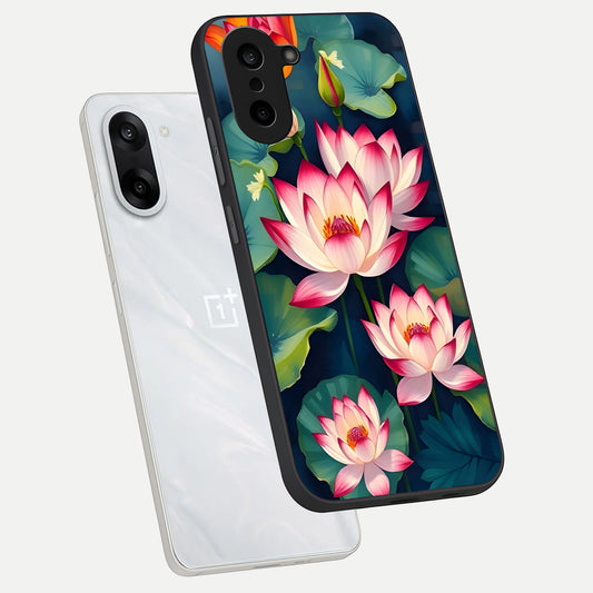  Lotus Dream Serenity phone case For Oneplus Nord CE5 showing premium glass back cover with detailed artwork