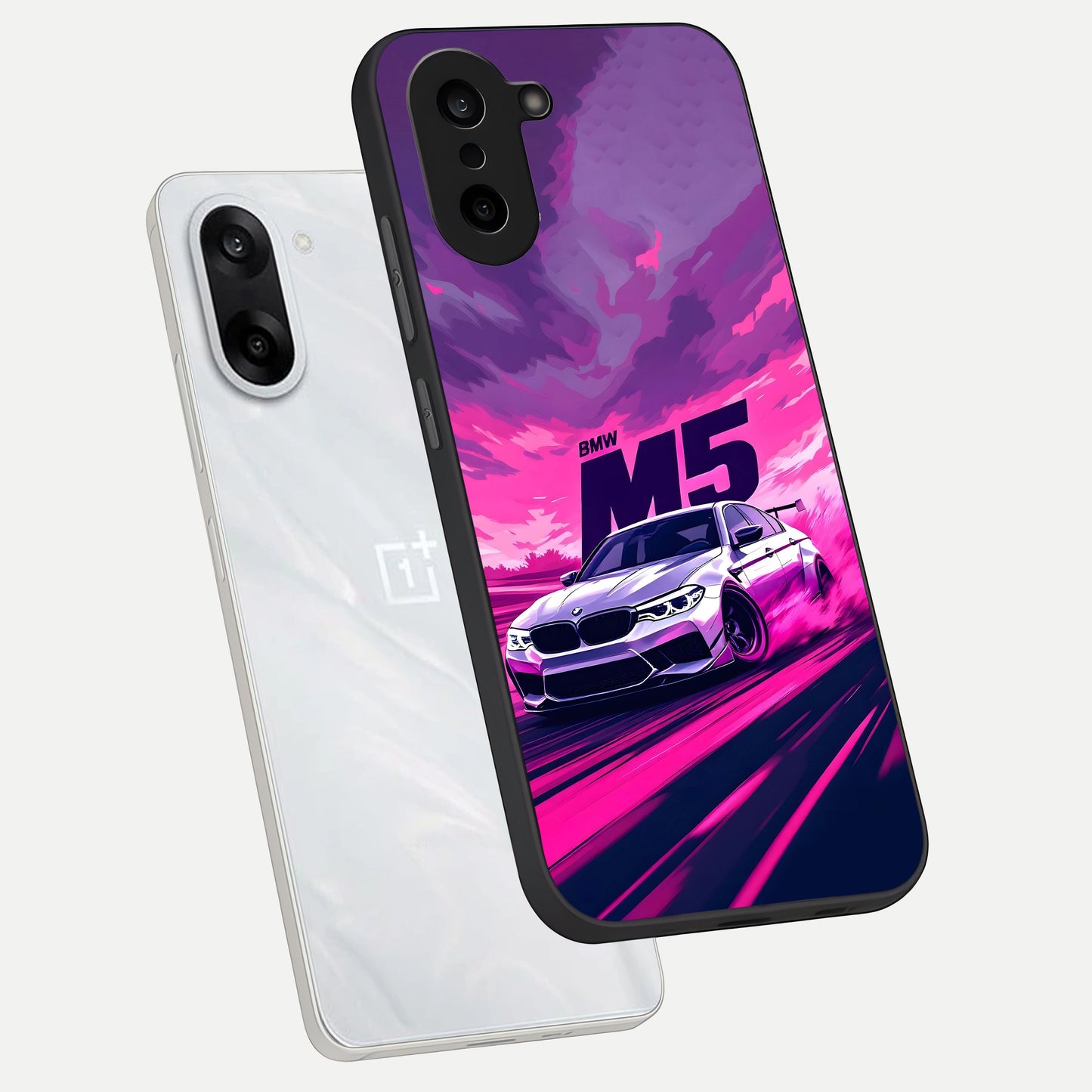  MS Neon Car phone case For Oneplus Nord CE5 showing premium glass back cover with detailed artwork