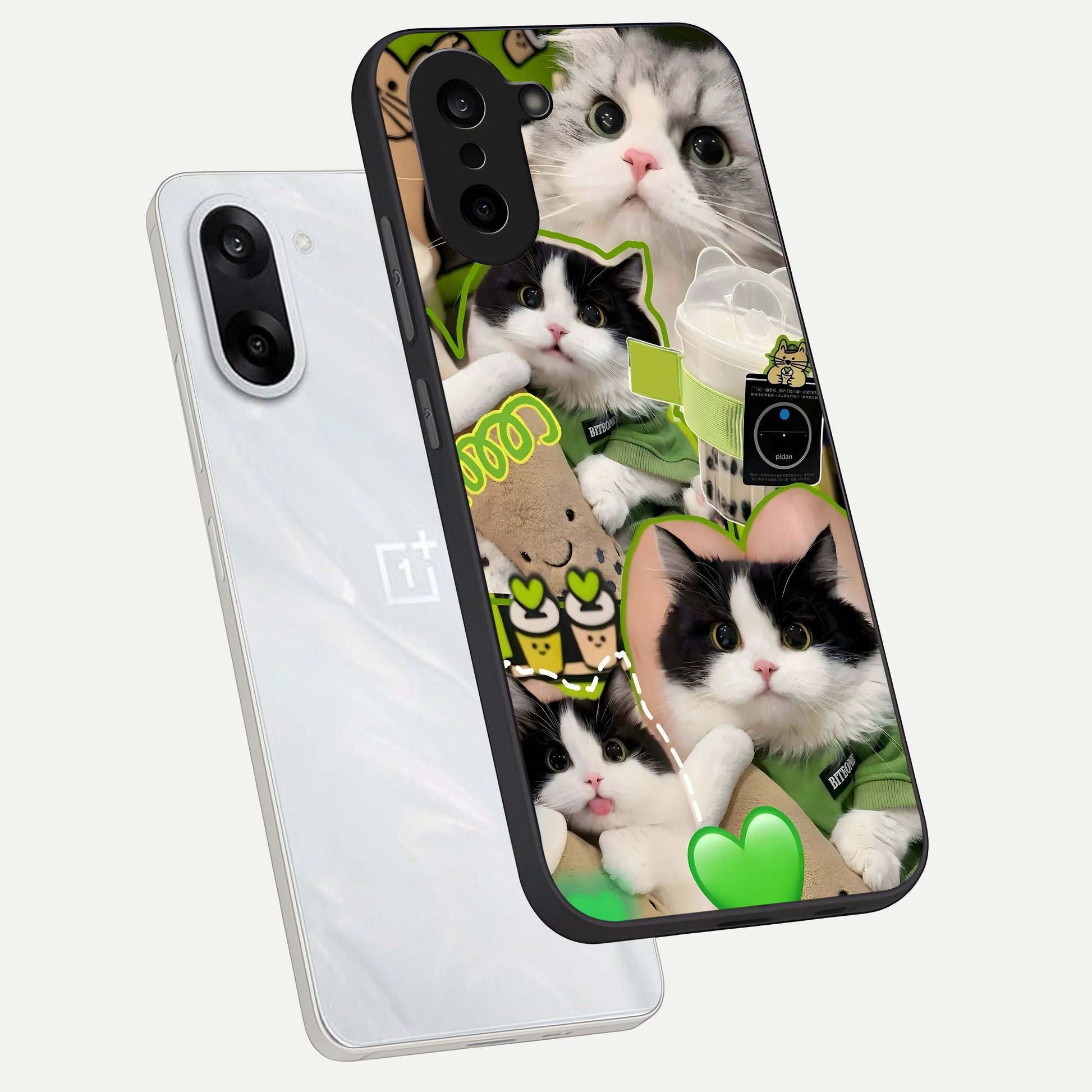  Matcha Cats Mood phone case For Oneplus Nord CE5 showing premium glass back cover with detailed artwork