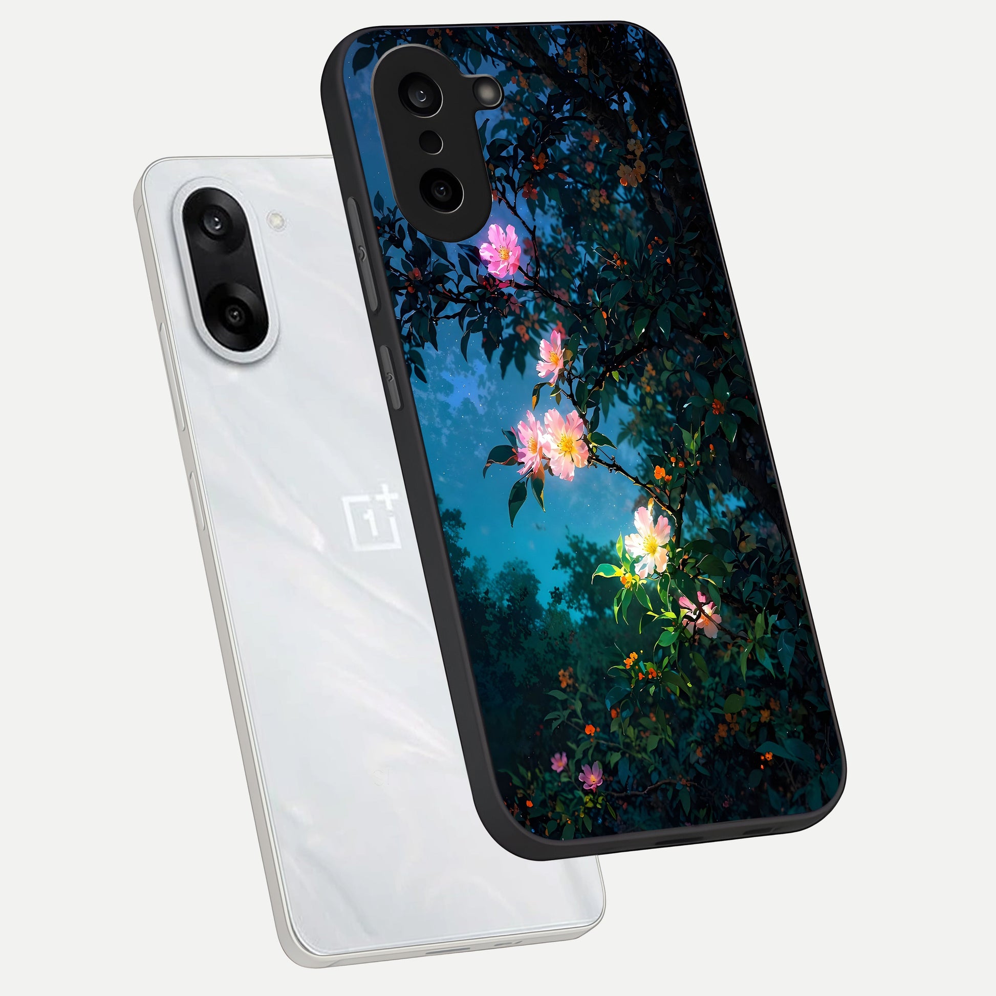  Midnight Bloom Glow phone case For Oneplus Nord CE5 showing premium glass back cover with detailed artwork