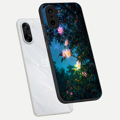  Midnight Bloom Glow phone case For Oneplus Nord CE5 showing premium glass back cover with detailed artwork