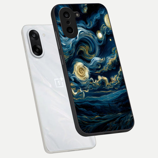  Midnight Sky Whirl phone case For Oneplus Nord CE5 showing premium glass back cover with detailed artwork
