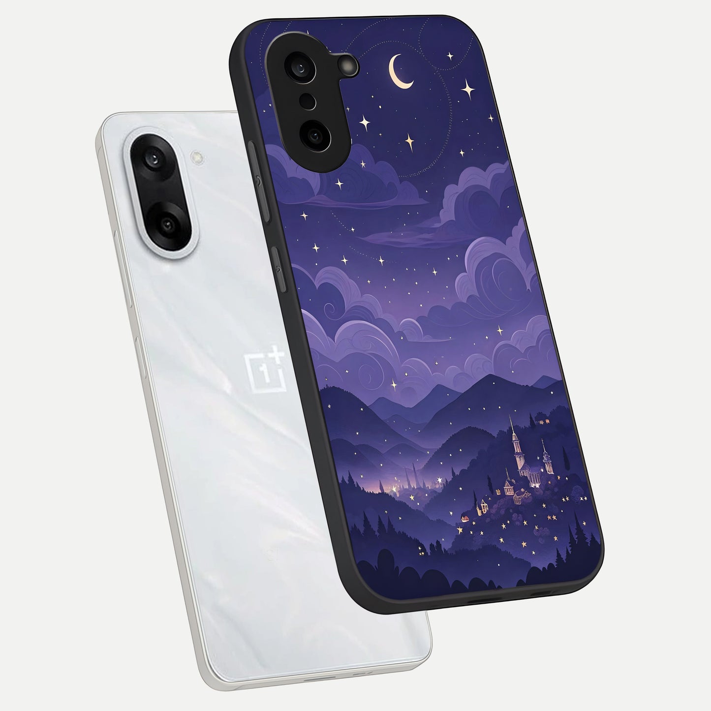  Minimal Night View phone case For Oneplus Nord CE5 showing premium glass back cover with detailed artwork