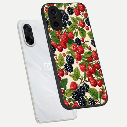  Mixed Berry Collage phone case For Oneplus Nord CE5 showing premium glass back cover with detailed artwork