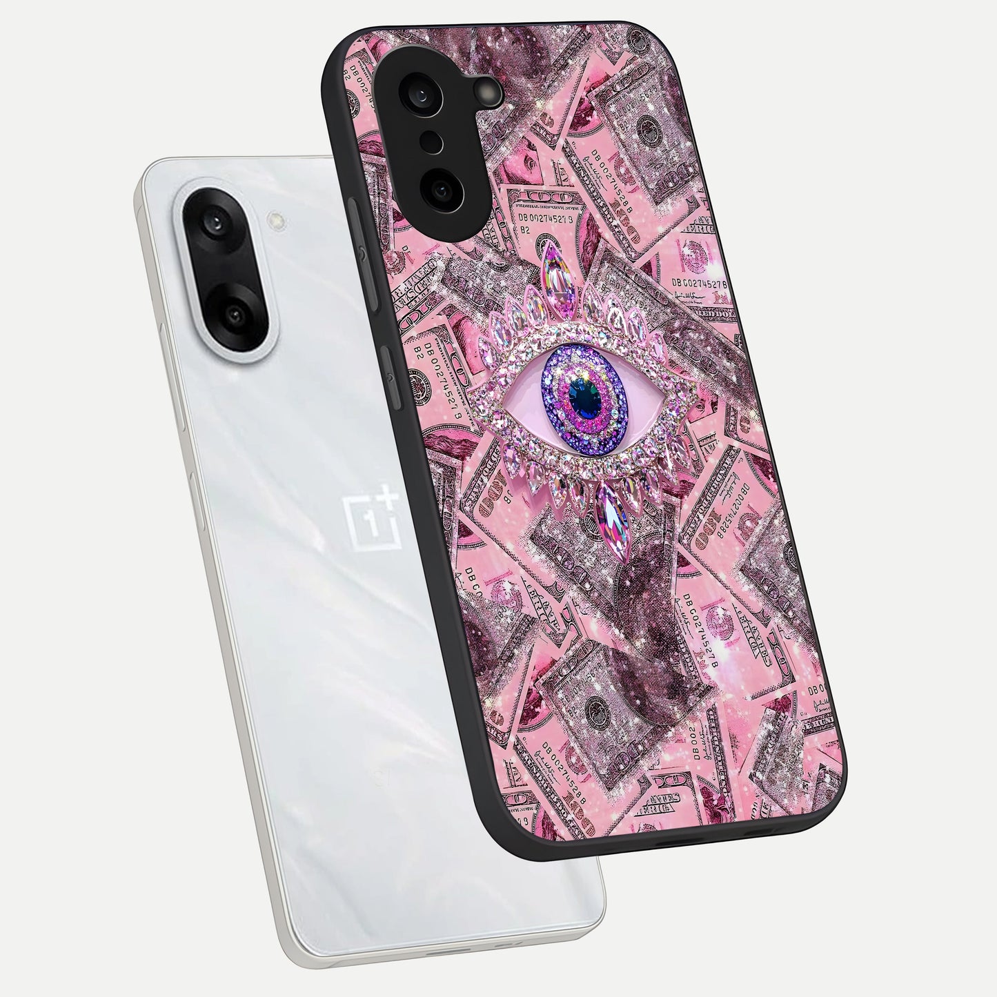  Money Eye Luxe phone case For Oneplus Nord CE5 showing premium glass back cover with detailed artwork