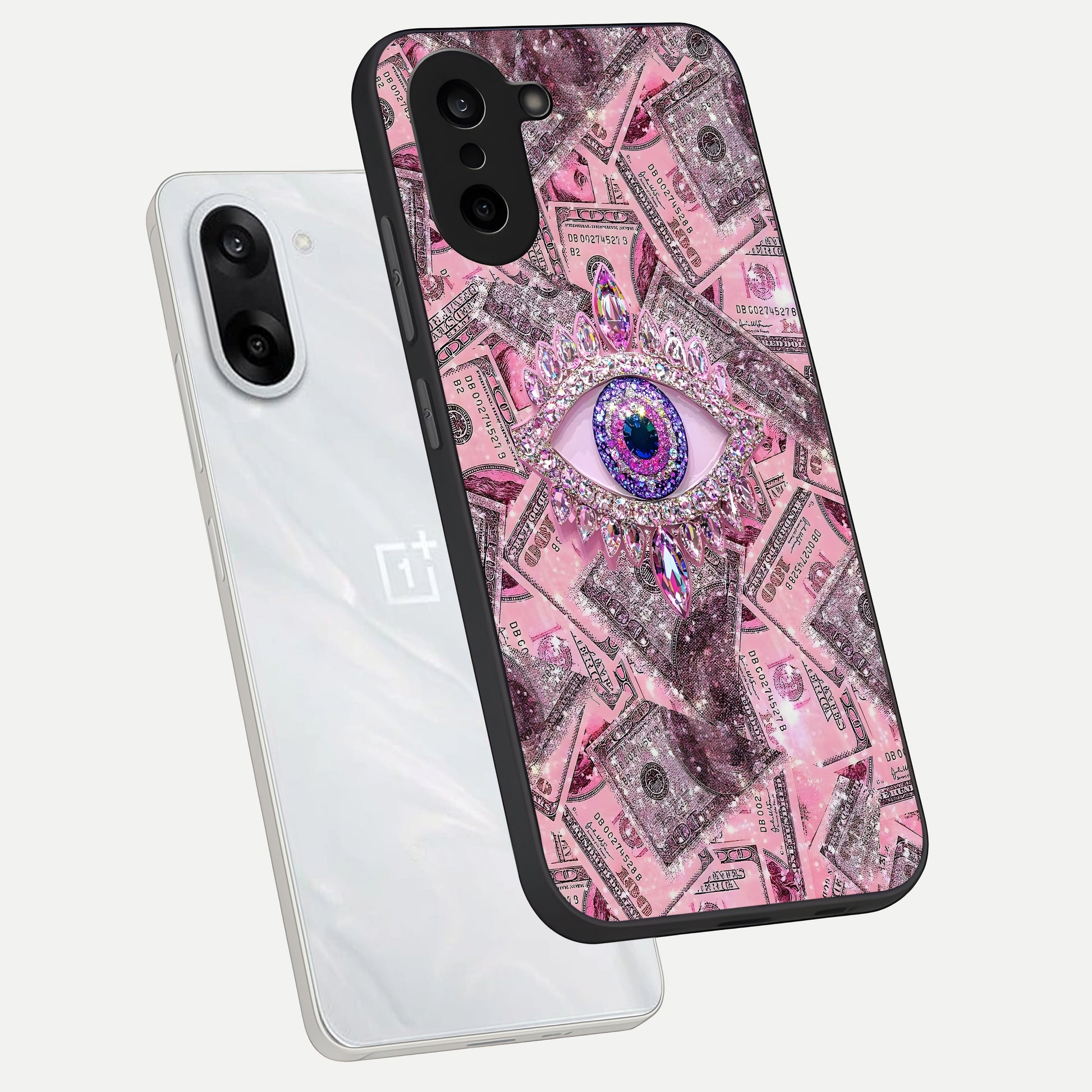  Money Eye Luxe phone case For Oneplus Nord CE5 showing premium glass back cover with detailed artwork
