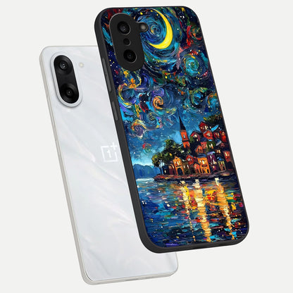  Moonlight Harbor Glow phone case For Oneplus Nord CE5 showing premium glass back cover with detailed artwork