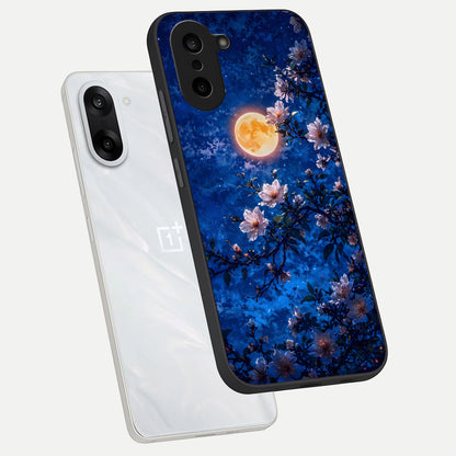  Moonlit Blossoms Night phone case For Oneplus Nord CE5 showing premium glass back cover with detailed artwork