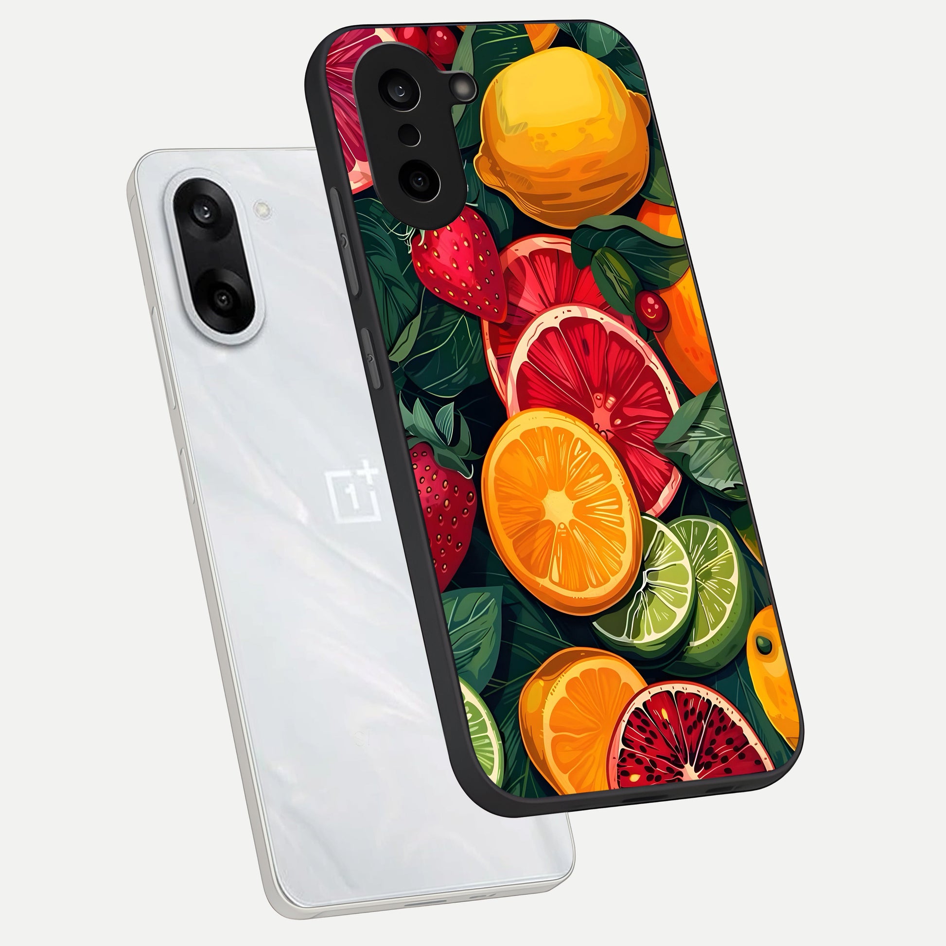  Multiple Fruits phone case For Oneplus Nord CE5 showing premium glass back cover with detailed artwork