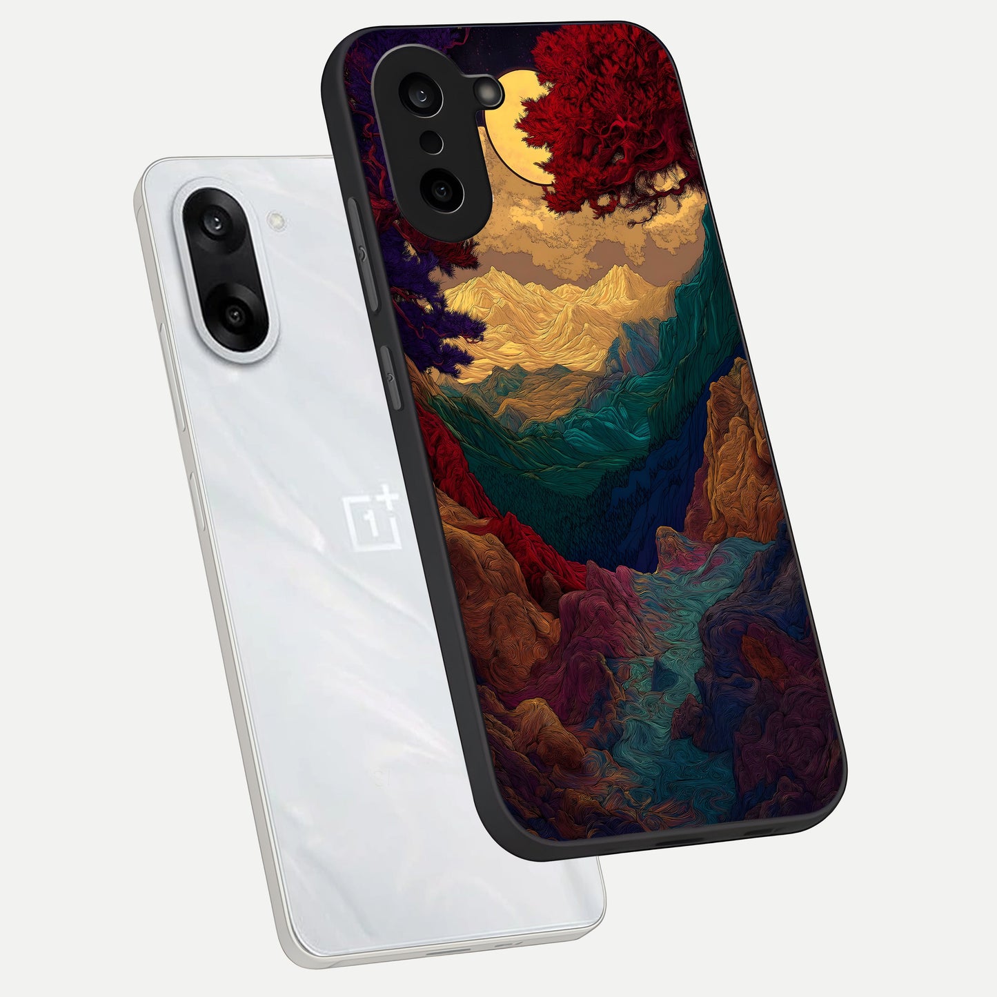  Mystic Valley Light phone case For Oneplus Nord CE5 showing premium glass back cover with detailed artwork