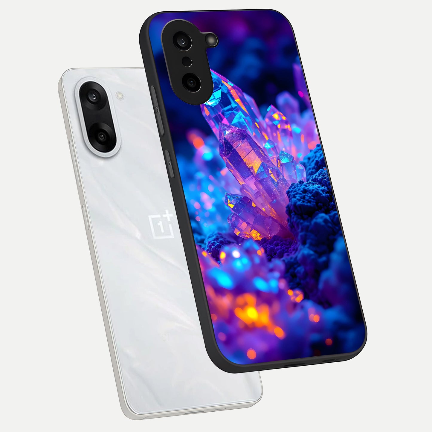  Neon Aura Shards phone case For Oneplus Nord CE5 showing premium glass back cover with detailed artwork