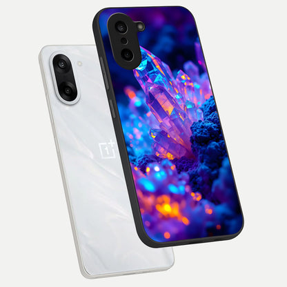  Neon Aura Shards phone case For Oneplus Nord CE5 showing premium glass back cover with detailed artwork